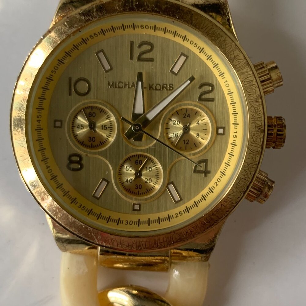 MICHAEL KORS BRAIDED WATCH 10194 GOLD FACE RUNWAY TWIST CHRONOGRAPH GOLD-TONE - Picture 7 of 9